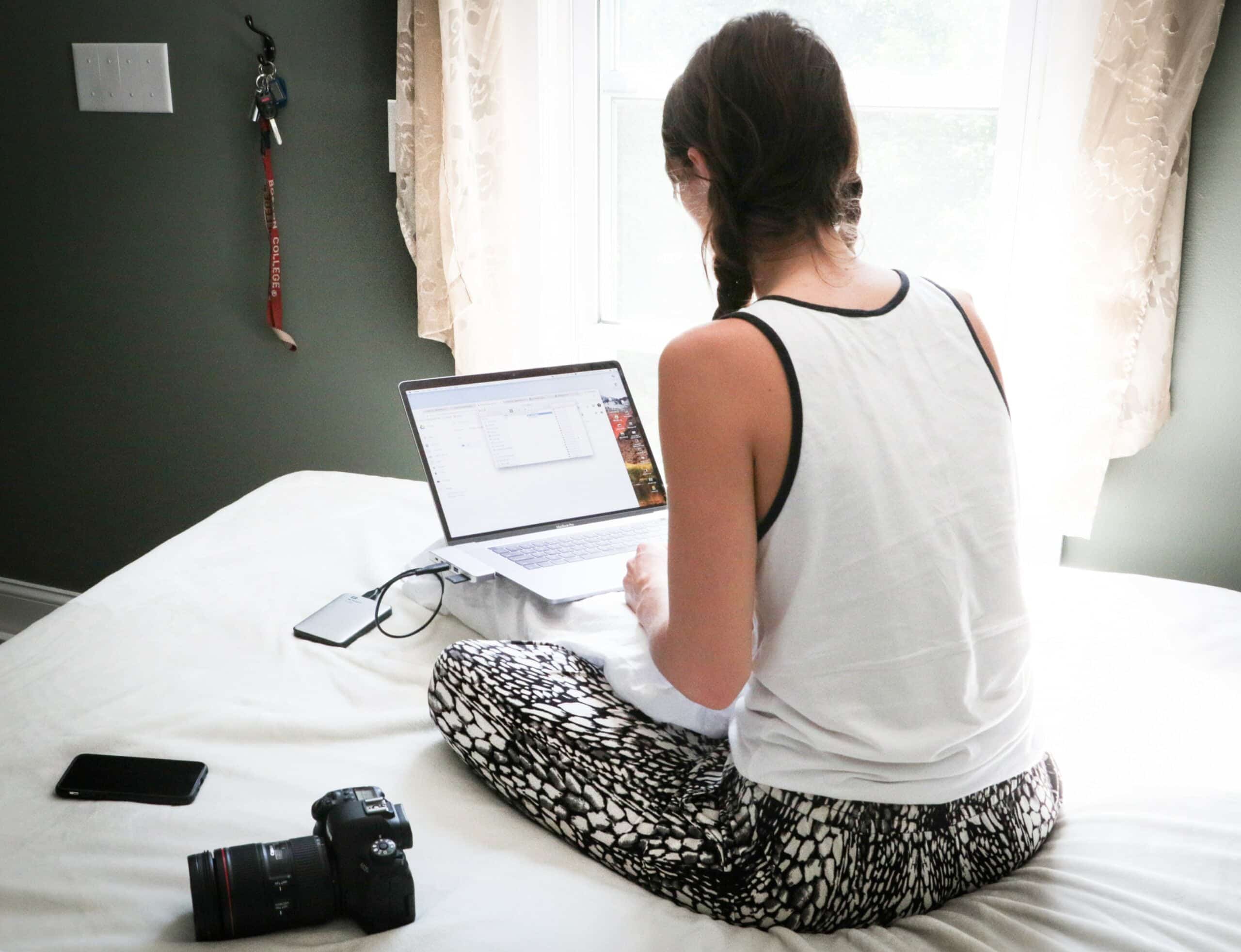 Teen on ipad for virtual IOP program